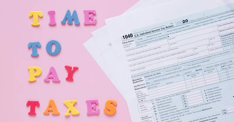 1040 tax forms with colorful 